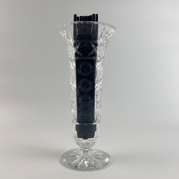 Stunning Antique T. G. Hawkes Cut Crystal Tall Trumpet Vase Signed Rare Pattern - Picture 6 of 14